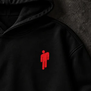 Billie Eilish Red Portrait Collage black hoodie, Front + Back