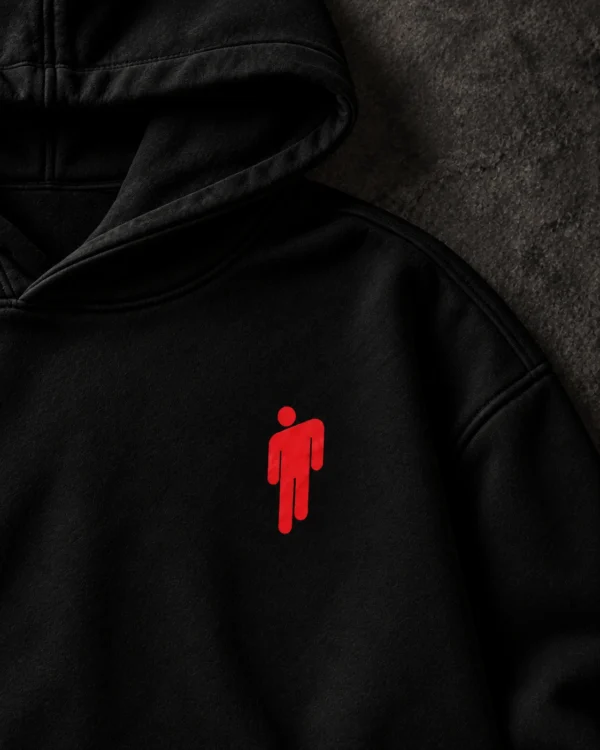 Billie Eilish Red Portrait Collage black hoodie, Front + Back
