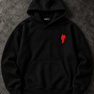 Billie Eilish Red Portrait Collage black hoodie, Front + Back