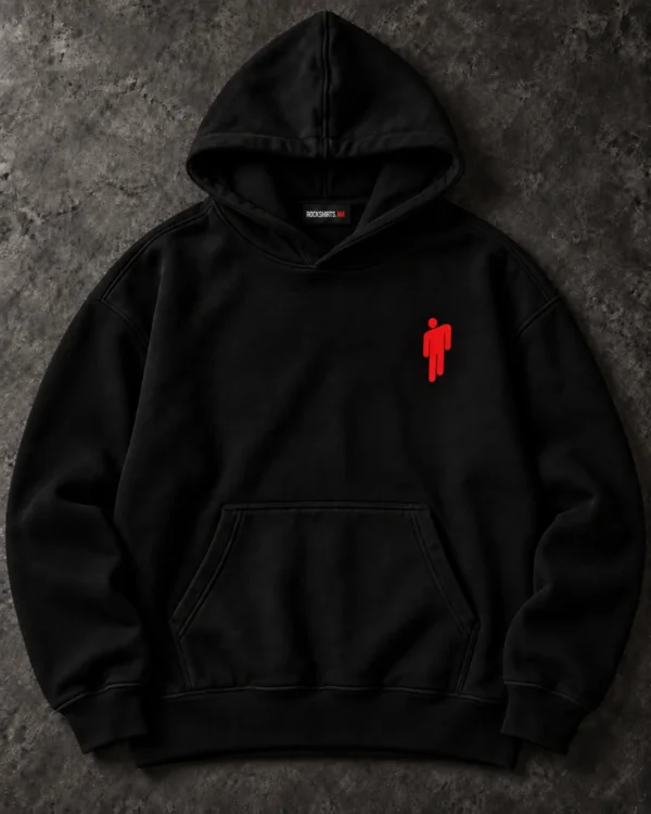Billie Eilish Red Portrait Collage black hoodie, Front + Back