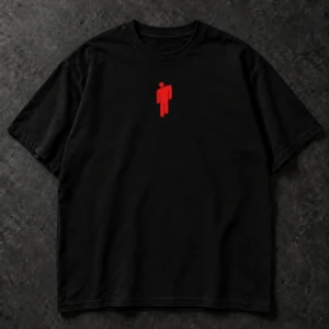 Billie Eilish Red Portrait Collage black T-shirt, front chest
