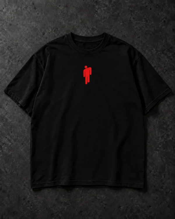 Billie Eilish Red Portrait Collage black T-shirt, front chest
