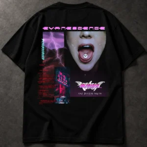 Evanescence Neon Portrait Collage black T-shirt, back artwork
