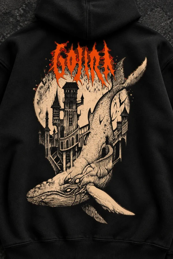 Gojira Flying Whales Artwork black hoodie product view 2