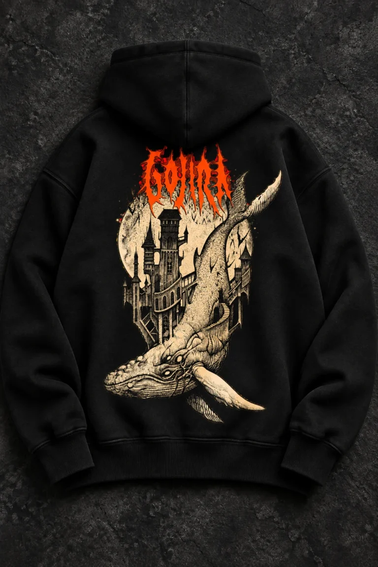 Gojira Flying Whales Artwork black hoodie product view 3