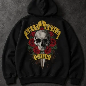 Guns N' Roses Nightrain Skull black hoodie product view 3