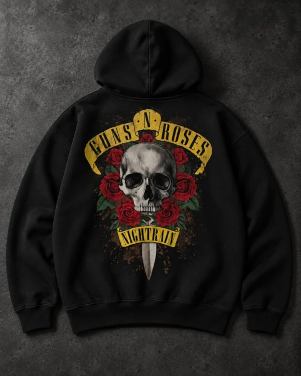Guns N' Roses Nightrain Skull black hoodie product view 3