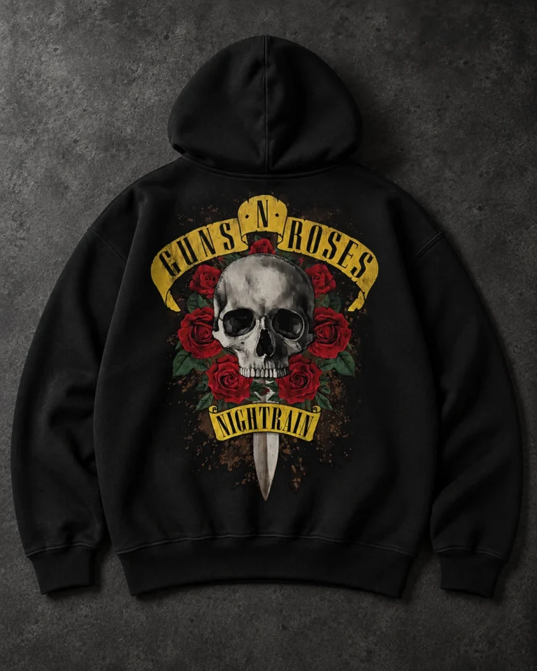 Guns N' Roses Nightrain Skull black hoodie product view 3