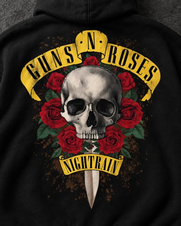 Guns N' Roses Nightrain Skull black hoodie product view 4