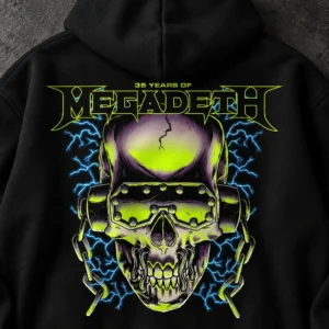Megadeth 35 Years Skull black hoodie product view 3