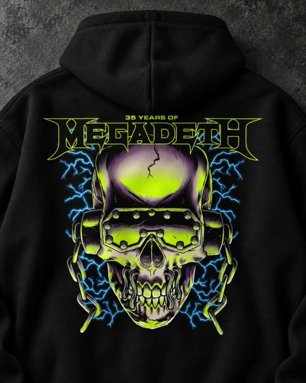 Megadeth 35 Years Skull black hoodie product view 3