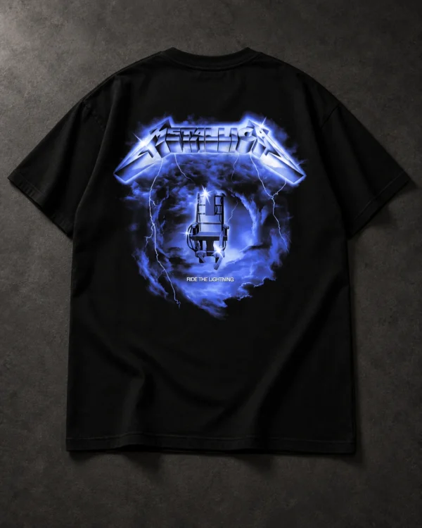 Metallica Ride the Lightning black T-shirt, back artwork