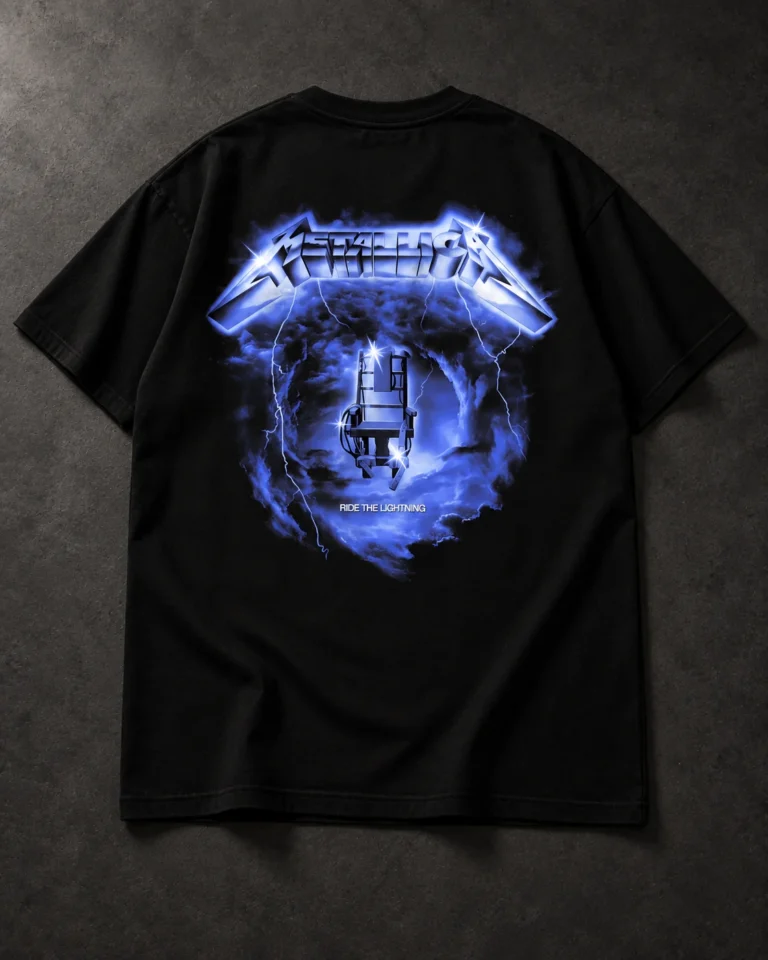 Metallica Ride the Lightning black T-shirt, back artwork
