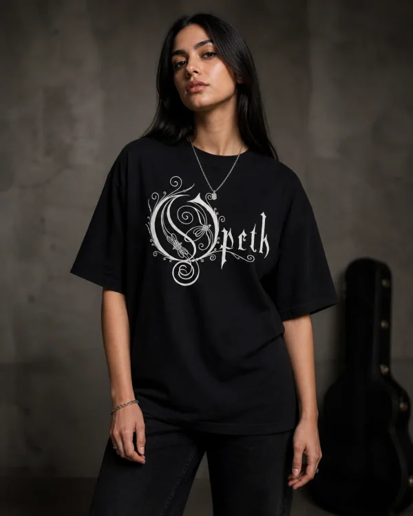 Opeth Logo Oversized T-Shirt on model