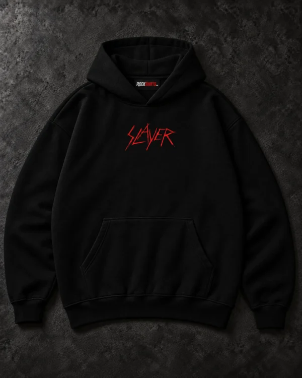 Slayer Skull Artwork black hoodie — Front + Back view