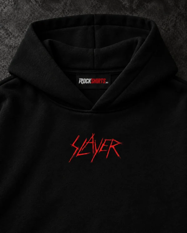 Slayer Skull Artwork black hoodie — Front + Back view